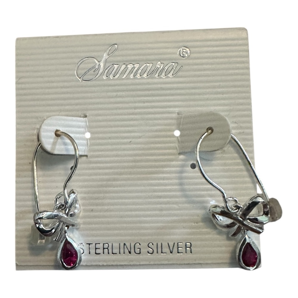 Sterling Silver Earrings with Red Accents